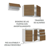 Cocina Compacta 180cm sin Fregadero Blanco/Marrón Glamy 09