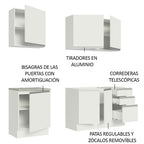 Cocina Compacta 180 cm Con Fregadero Blanco Glamy Madesa