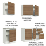 Cocina Compacta 180cm con Fregadero Blanco/Marrón Glamy 10