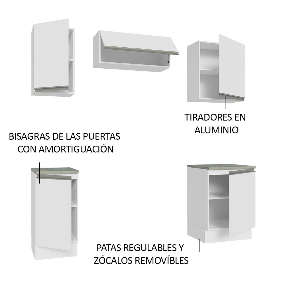 Cocina Compacta 180cm Blanco Glamy 12
