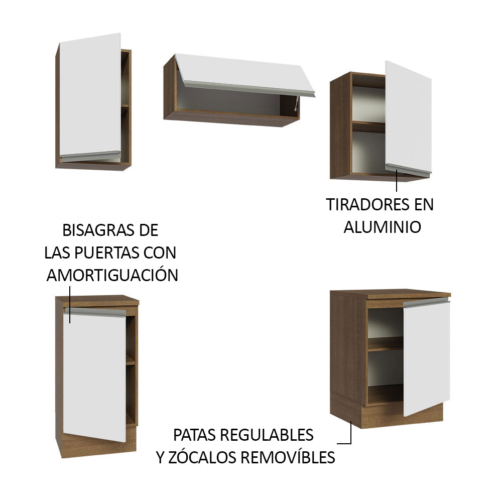 Cocina Compacta 180 cm Marrón/Blanco Glamy Madesa
