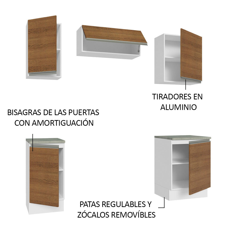 Cocina Compacta 180cm Blanco/Marrón Glamy 12