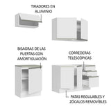 Cocina Integral con Fregadero 180cm Glamy 13 Blanco