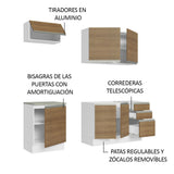 Cocina Integral con Fregadero 180cm Glamy 13 Blanco/Marrón