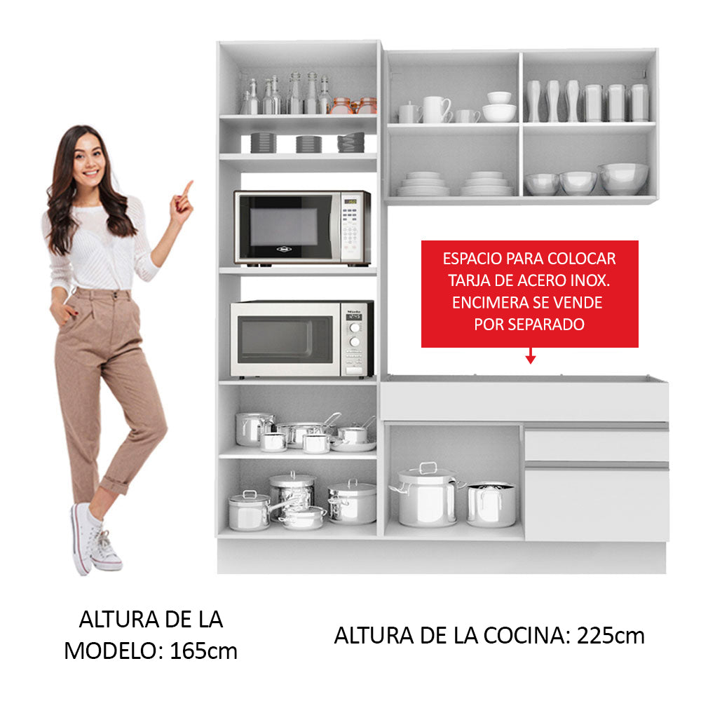 Cocina Integral 190cm Blanco Glamy 04