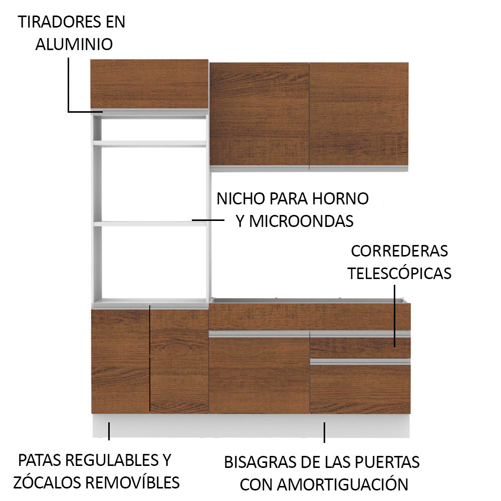 Cocina Integral 190cm Blanco/Marrón Glamy 04