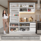 Cocina Compacta 190 cm Con Vitrina Blanco Glamy Madesa