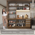 Cocina Compacta 190 cm Con Vitrina Marrón Glamy Madesa