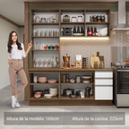 Cocina Compacta 190 cm Con Vitrina Marrón/Blanco Glamy Madesa
