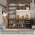 Cocina Compacta 190 cm Con Vitrina Marrón/Negro Glamy Madesa