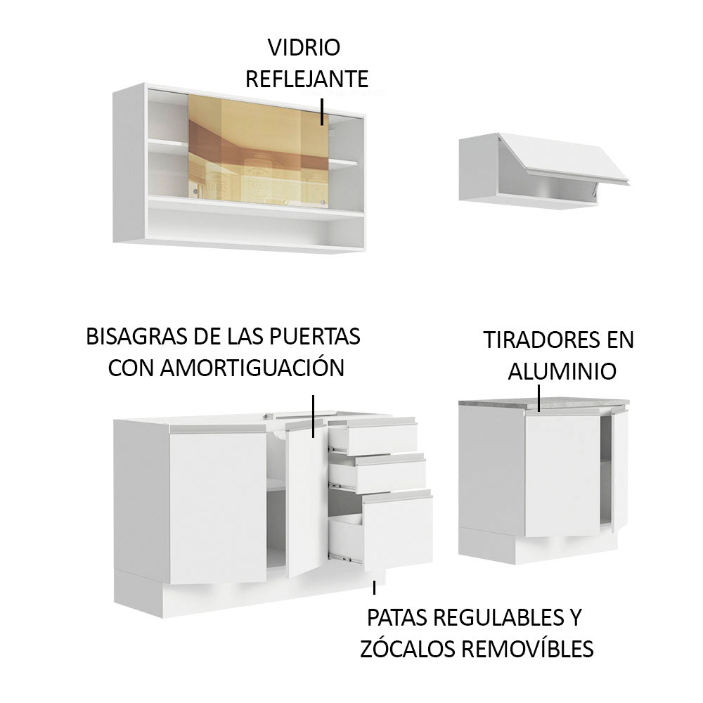 Cocina Integral 200cm Blanco Glamy 03