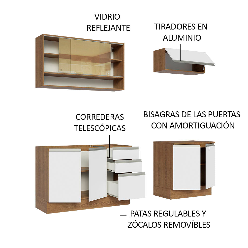 Cocina Compacta 200cm Marrón/Blanco Glamy 03