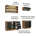 Cocina Compacta 200 cm Marrón/Negro Glamy Madesa