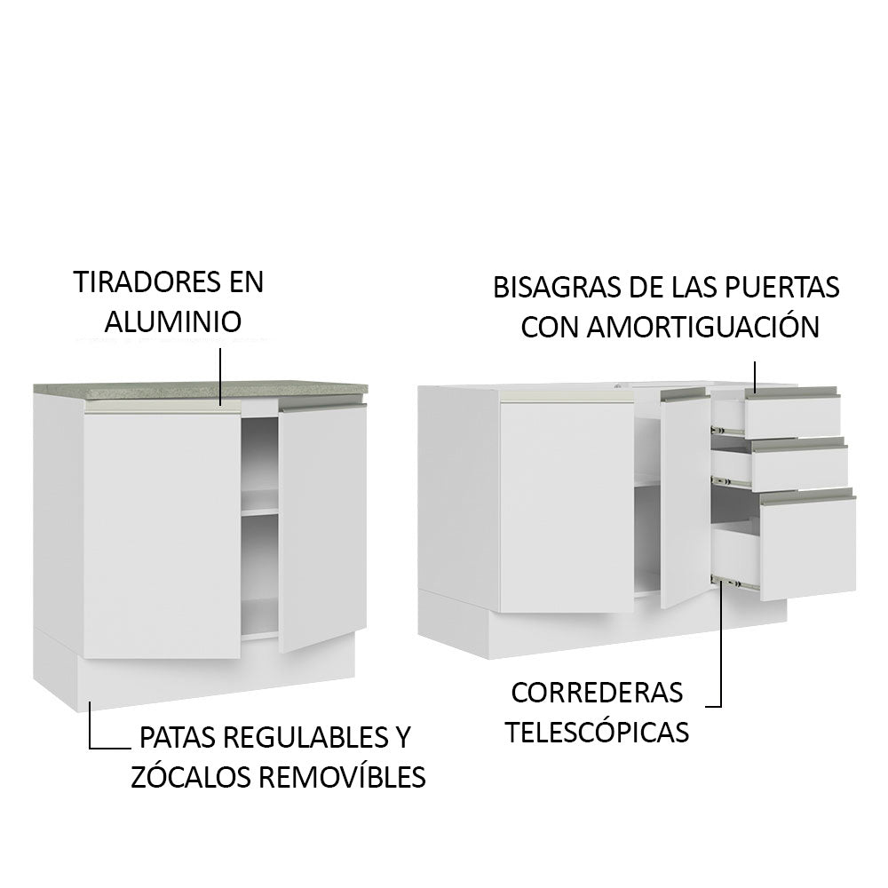 Cocina Compacta 200 cm Blanco Glamy Madesa