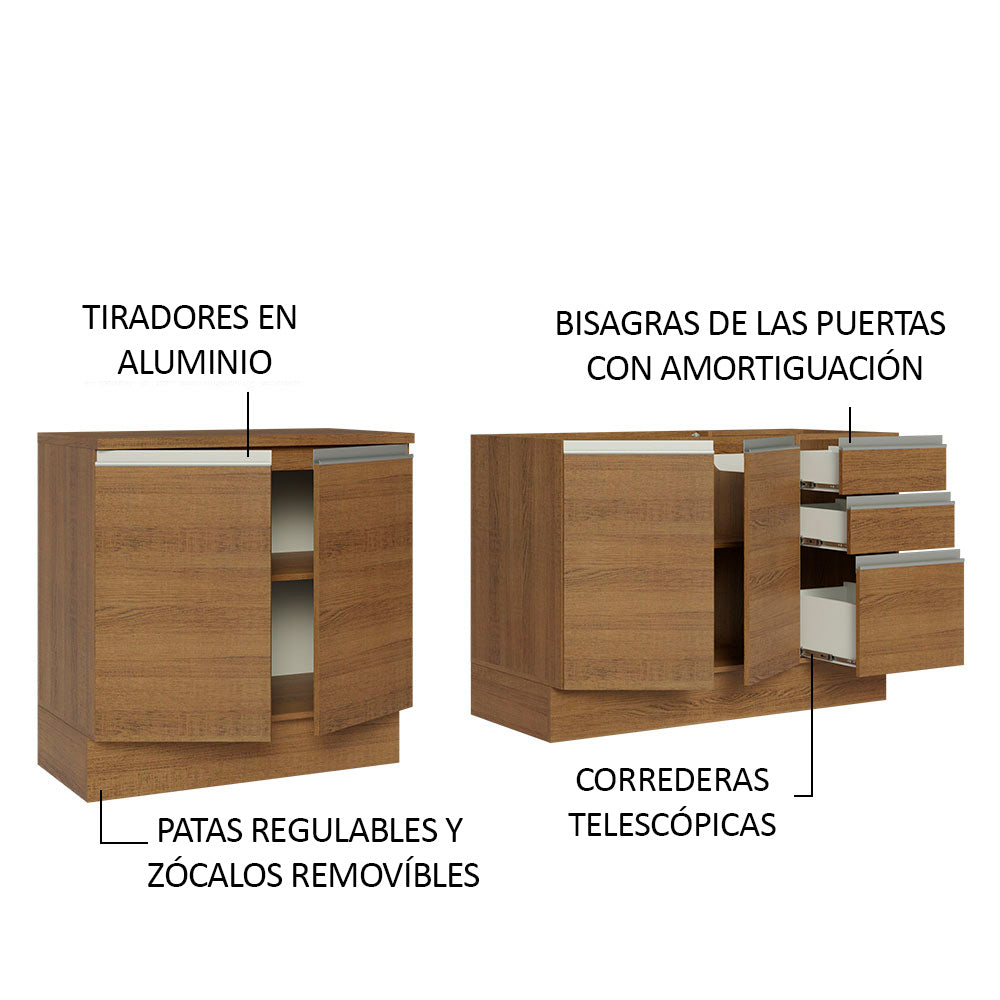 Cocina Compacta 200 cm Marrón Glamy Madesa
