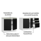 Cocina Compacta 200 cm Blanco/Negro Glamy Madesa