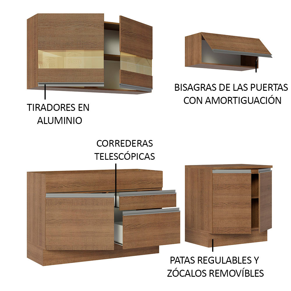 Cocina Compacta 200cm Marrón Glamy 07