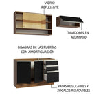 Cocina Compacta 200 cm Marrón/Negro Glamy Madesa
