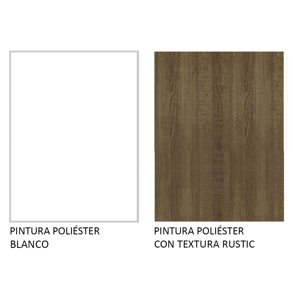 Cocina Integral 200cm sin Fregadero Blanco/Marrón Glamy 08
