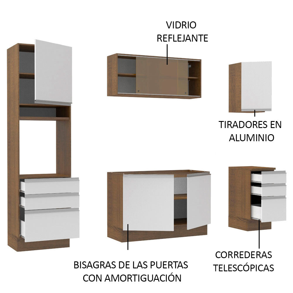 Cocina Integral 220cm Marrón/Blanco Glamy  01