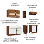 Cocina Compacta 220 x 52 cm 6 Puertas 2 Cajones Marrón/Blanco Glamy Madesa 01