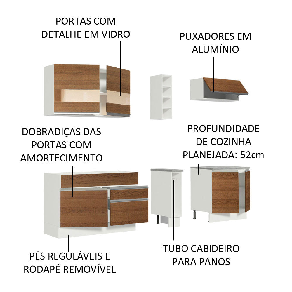 Cocina Integral 220cm Blanco/Marrón Parma 02