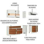 Cocina Compacta 220 x 52 cm 6 Puertas 2 Cajones Blanco/Marrón Glamy Madesa 03