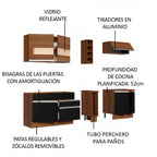 Cocina Compacta 220 cm Marrón/Negro Glamy Madesa