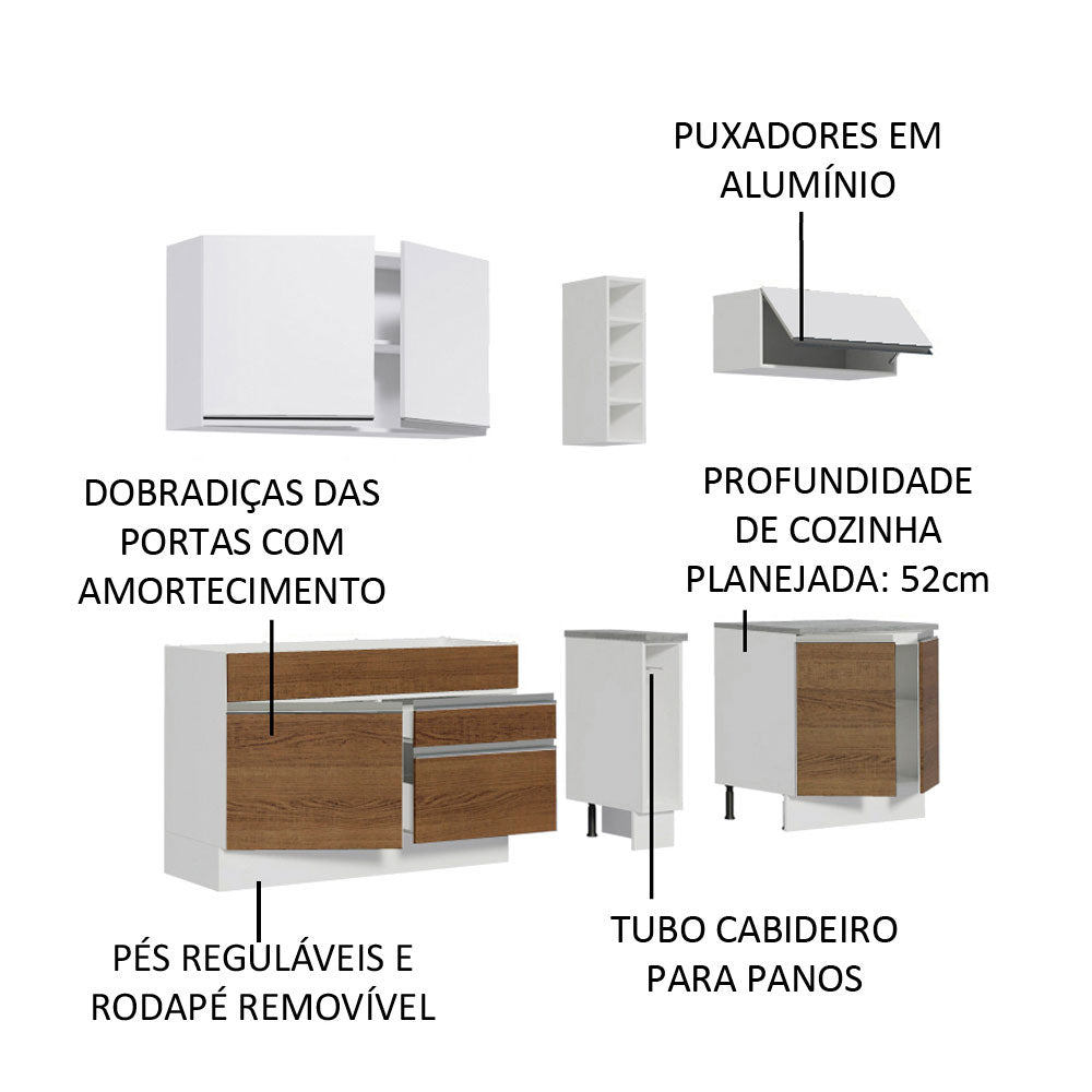 Cocina Integral 220cm Blanco/Marrón/Blanco Parma 03