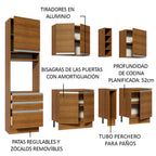 Cocina Compacta 220 x 52 cm 7 Puertas 3 Cajones Marrón Glamy Madesa