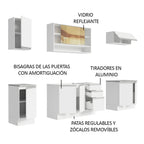 Cocina Integral 240 cm Blanco Glamy Madesa