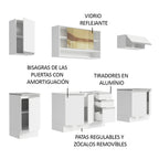 Cocina Integral 240 cm Con Fregadero Blanco Glamy Madesa