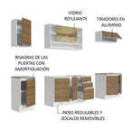 Cocina Integral 240 cm Con Fregadero Blanco/Marrón Glamy Madesa