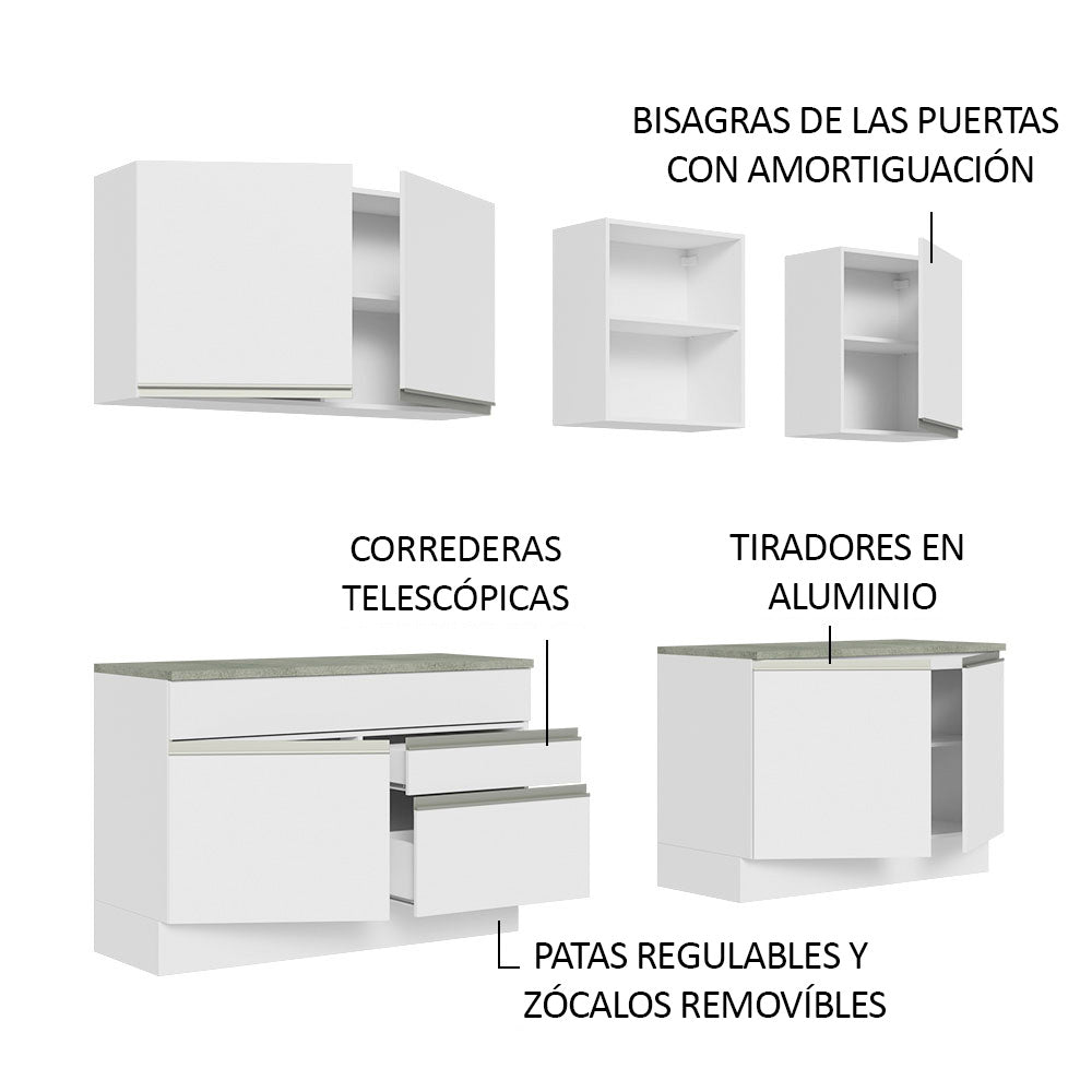 Cocina Integral 240cm Blanco Glamy 06