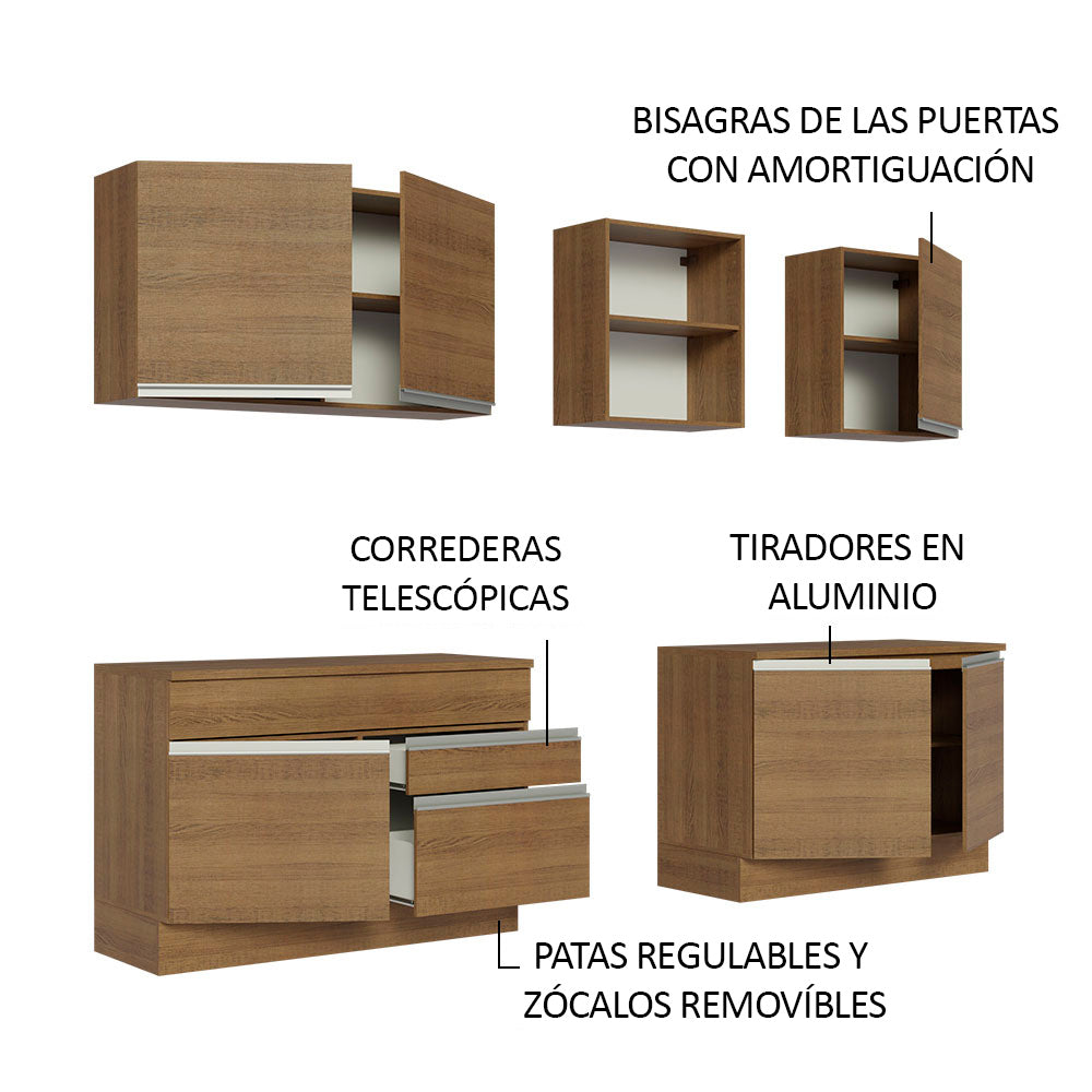 Cocina Integral 240cm Marrón Glamy 06