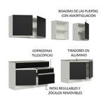 Cocina Integral 240 cm Blanco/Negro Glamy Madesa