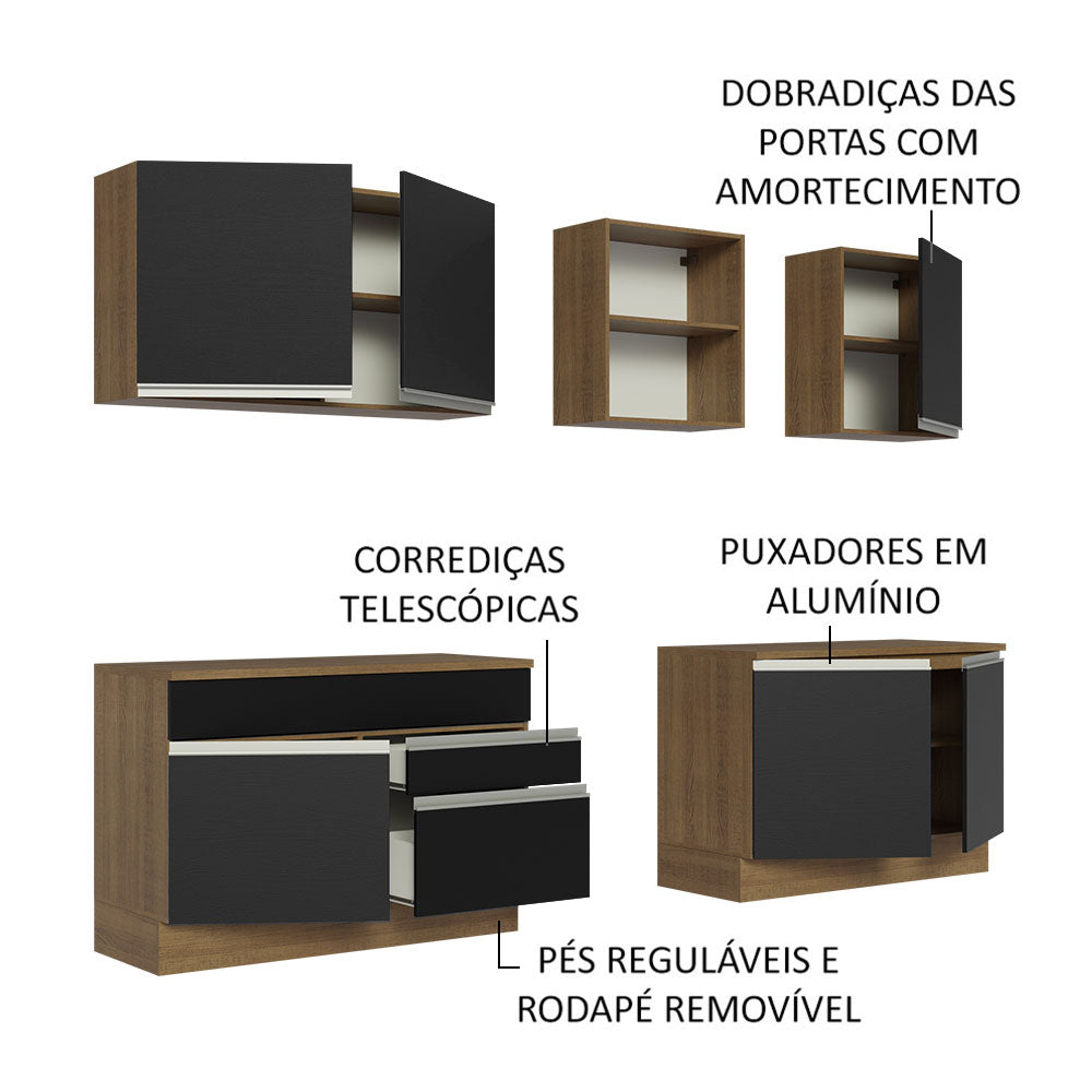 Cocina Integral 240cm Marrón/Negro Glamy 06