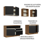 Cocina Integral 240 cm Marrón/Negro Glamy Madesa