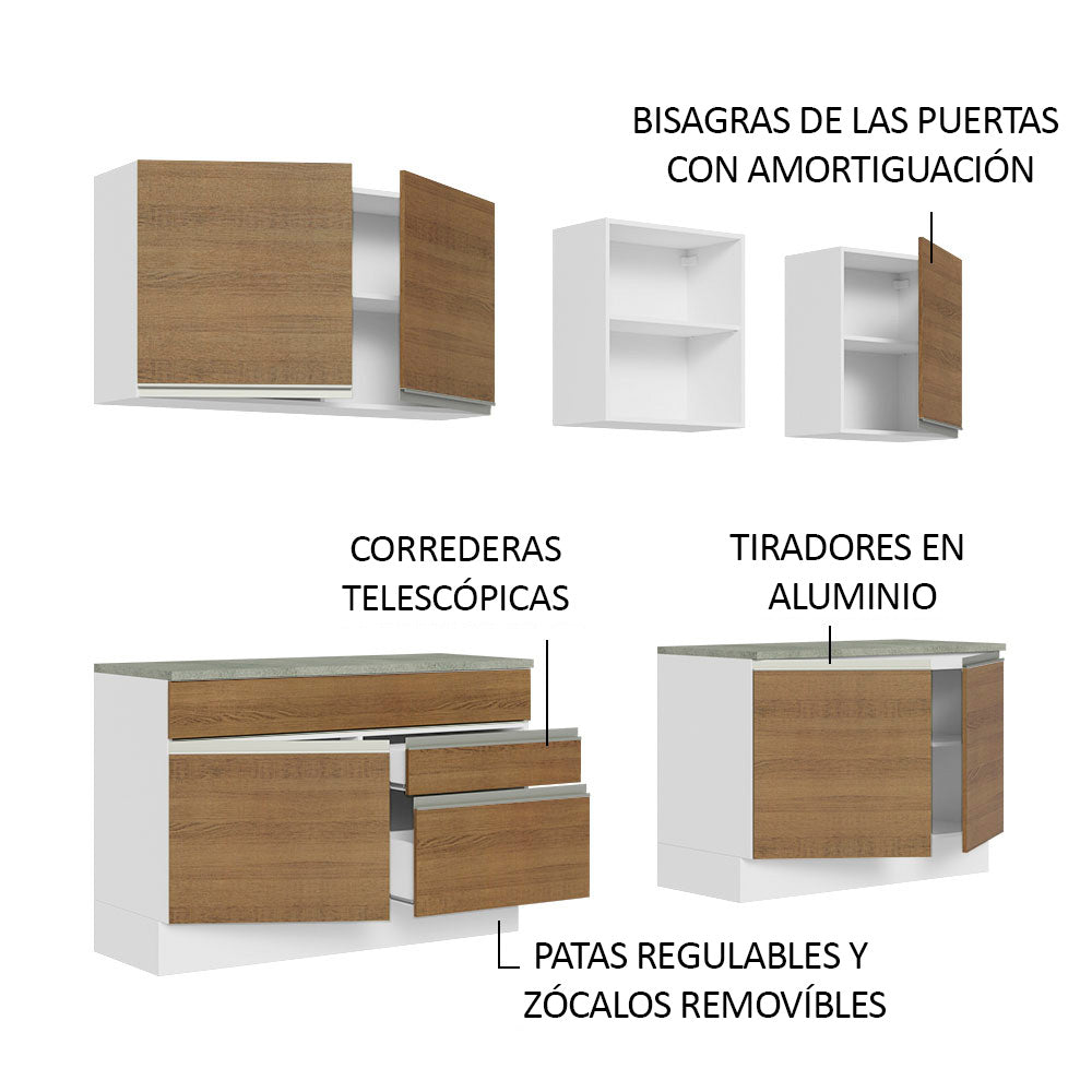 Cocina Integral 240cm Blanco/Marrón Glamy 06