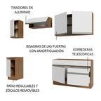 Cocina Integral 240 x 52 cm 6 Puertas 2 Cajones Marrón/Blanco Glamy Madesa 07