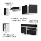 Cocina Integral 240 cm Blanco/Negro Glamy Madesa