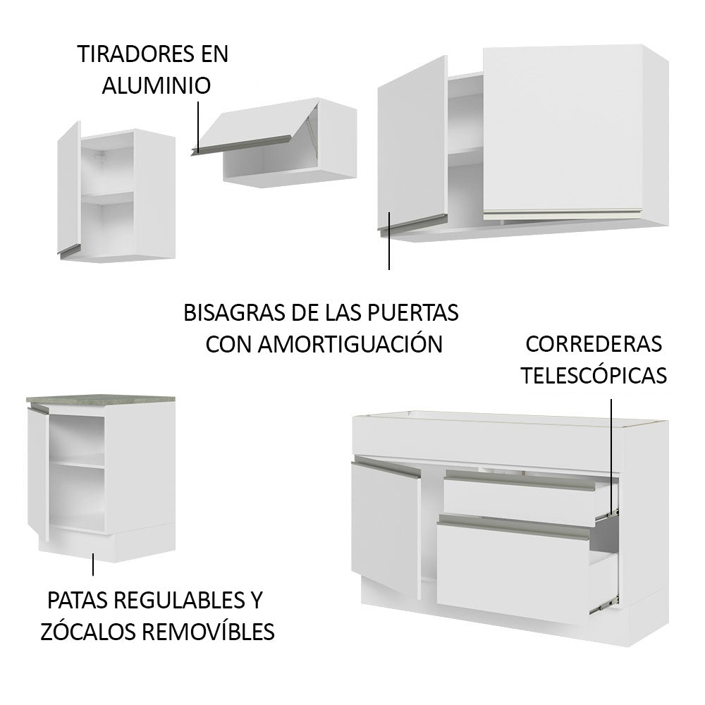 Cocina Integral 240cm Blanco Glamy 08