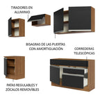 Cocina Integral 240 cm Marrón/Negro Glamy Madesa