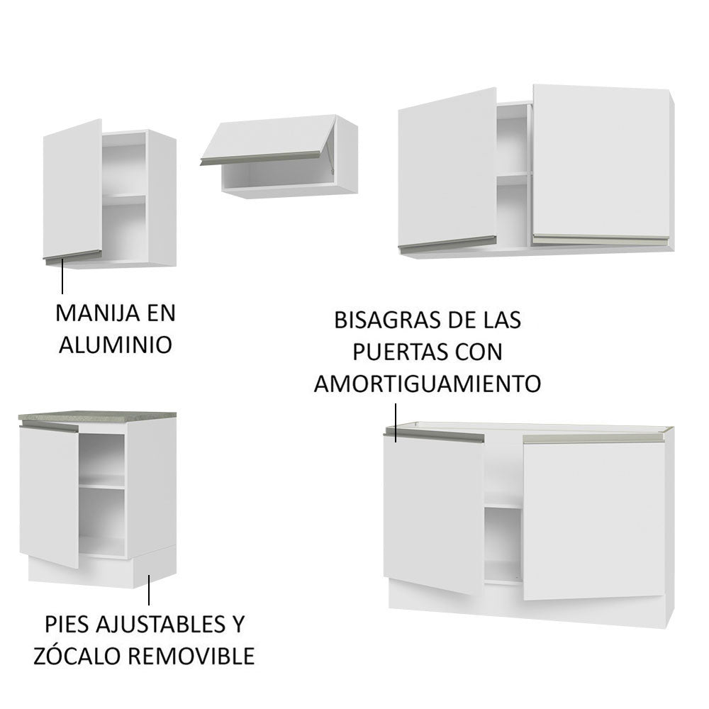 Cocina Integral 240cm Blanco Glamy 09