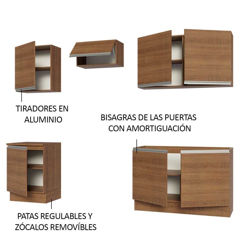 Cocina Integral 240cm Marrón Glamy 09