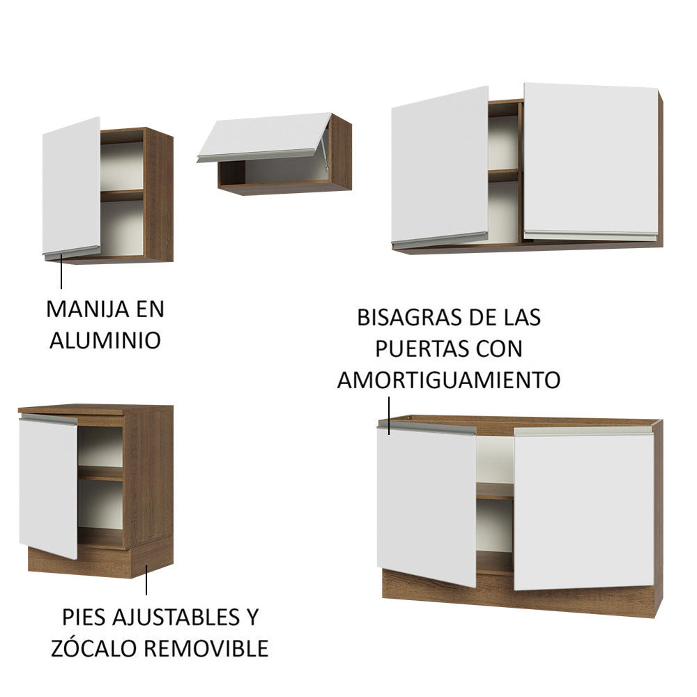 Cocina Integral 240cm Marrón/Blanco Glamy 09