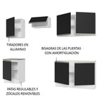 Cocina Integral 240 cm Blanco/Negro Glamy Madesa