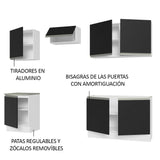 Cocina Integral 240cm Blanco/Negro Glamy 09