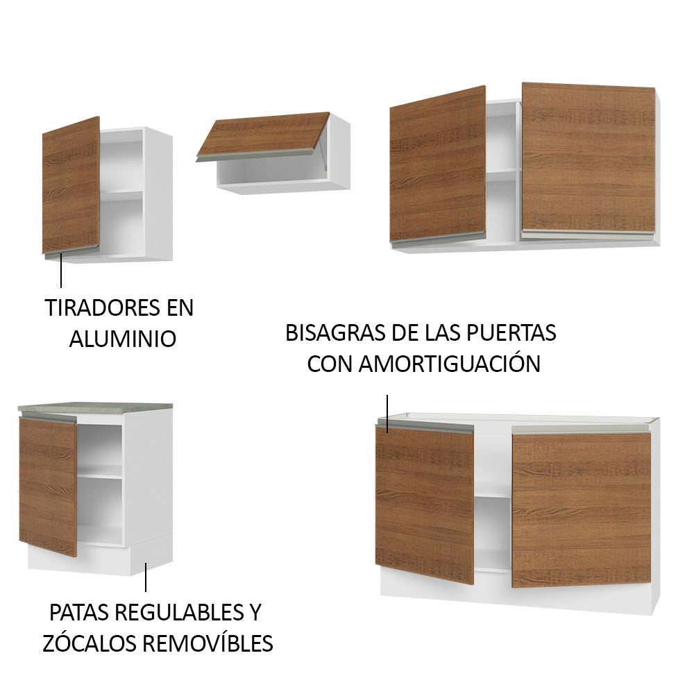 Cocina Integral 240cm Blanco/Marrón Glamy 09