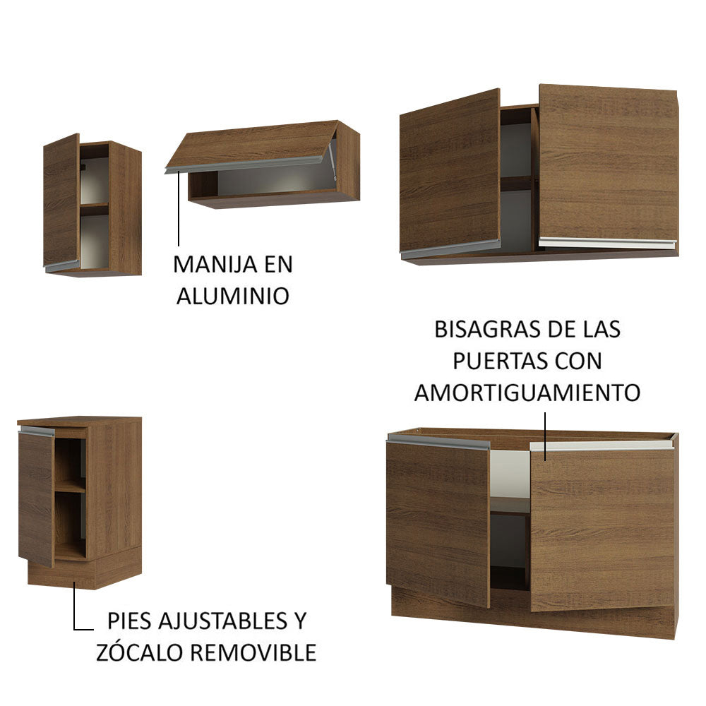 Cocina Integral 240 cm Marrón Glamy Madesa